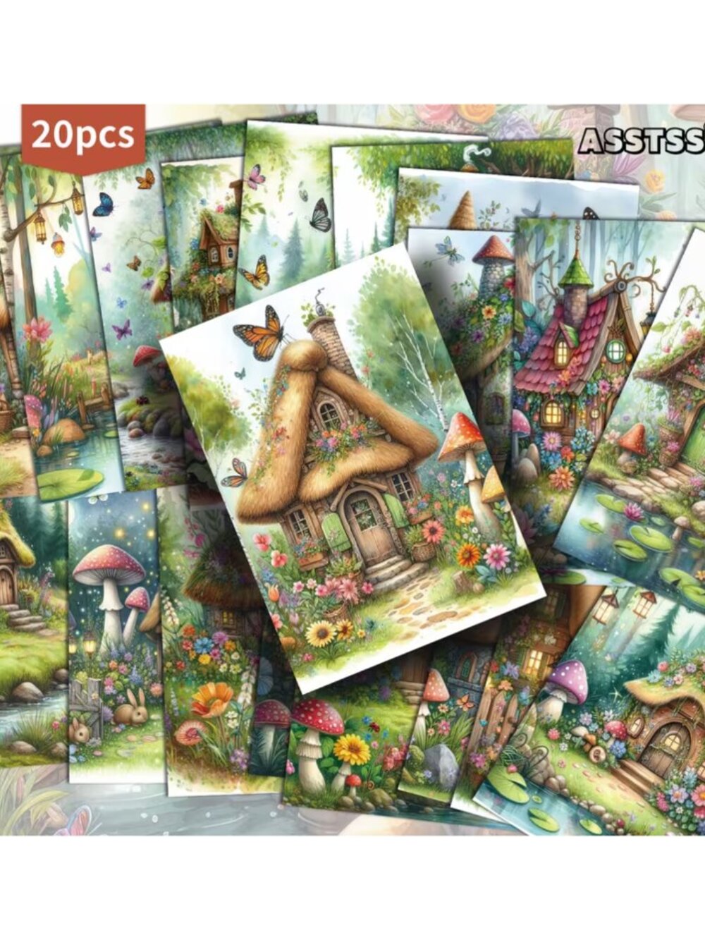 DIY Paper Crafts Junk Journals Postcards Whimsical Fairy Cottage Mushroom House
